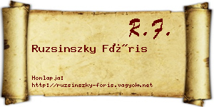 Ruzsinszky Fóris névjegykártya